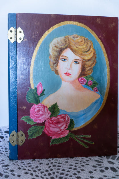 Hand-Painted Victorian Cameo Portrait Wood Keepsake Box