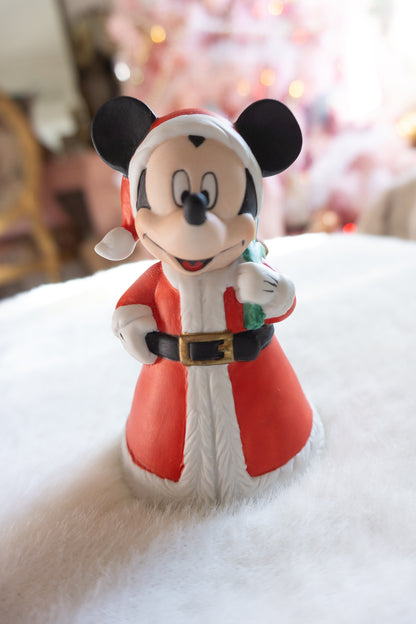 Vintage Disney Enesco Mickey Mouse Santa Ceramic Bell