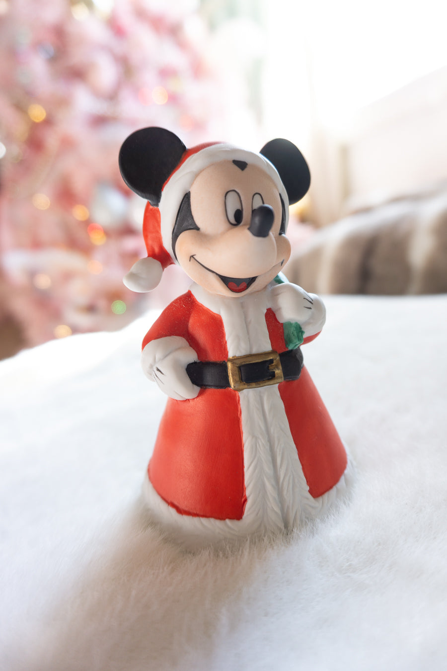 Vintage Disney Enesco Mickey Mouse Santa Ceramic Bell