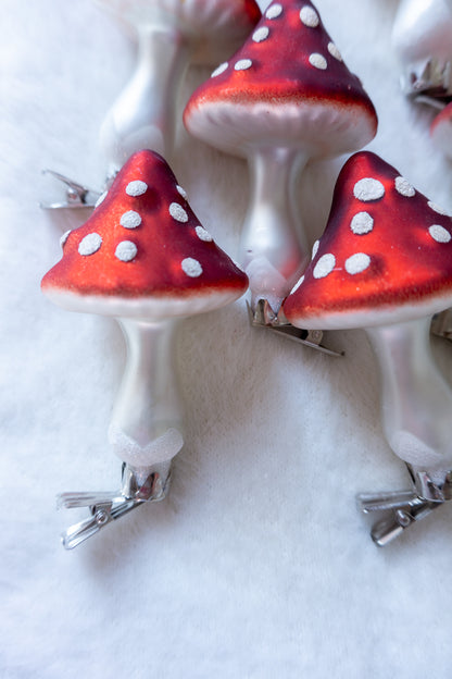 Vintage Mushroom Glass Clip-on Set of 5