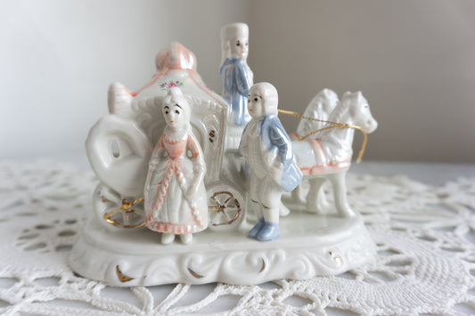 Porcelain Couple Horse Drawn Carriage