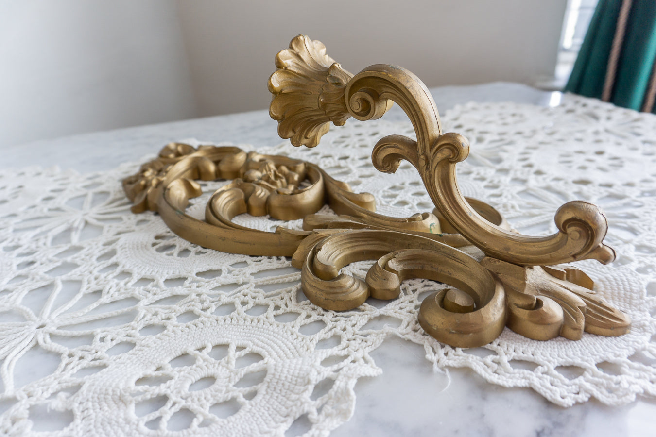Ornate Gold Candle Wall Sconce – Hollywood Regency Rococo Style
