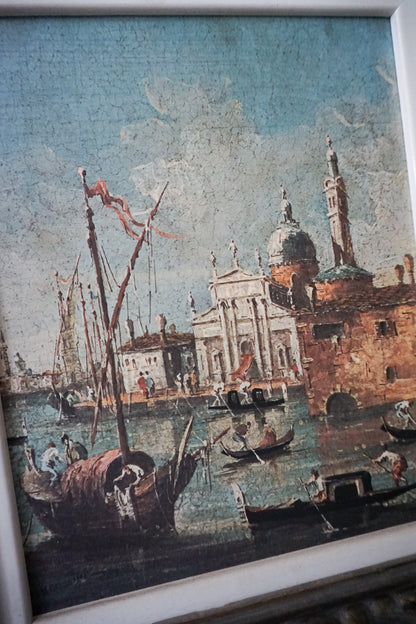 Detailed view of the second lithograph, showcasing the picturesque Venetian scene and elaborate frame.