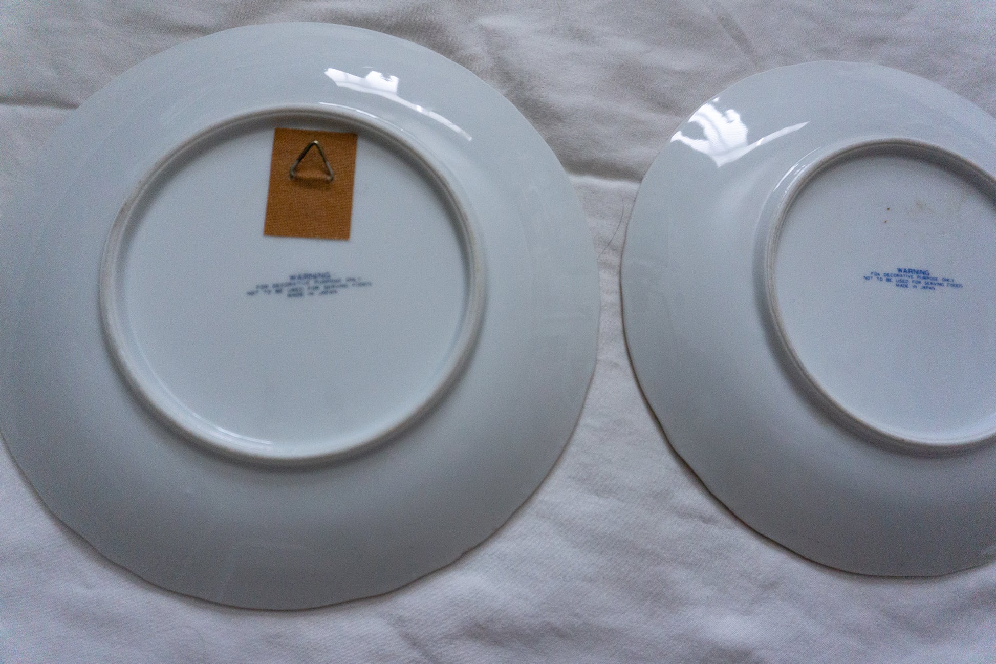 Backs of plates Made in Japan