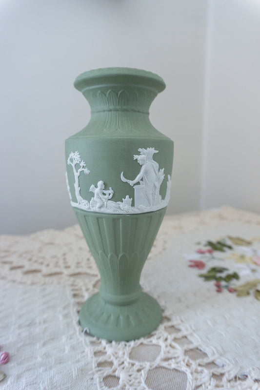 Wedgwood Green Jasperware Neoclassical Small Vase