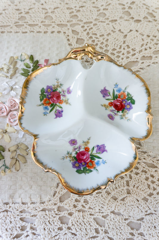 Leaf-Shaped Floral Trinket Dish
