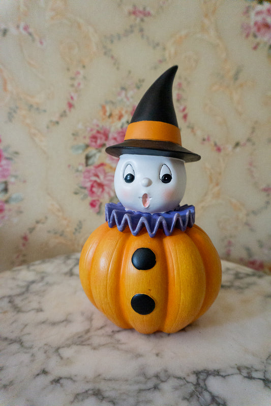 ghost witch pumpkin figurine