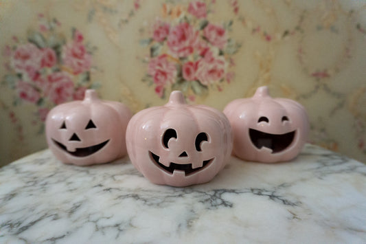 Martha Stewart Pink Ceramic Light-Up Pumpkins - Set of 3