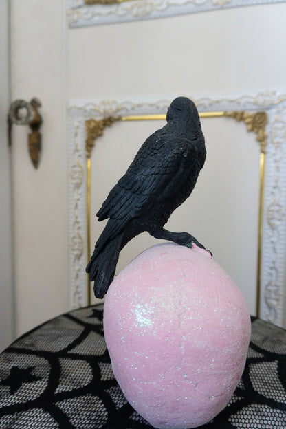 Black Raven on Pink Skull