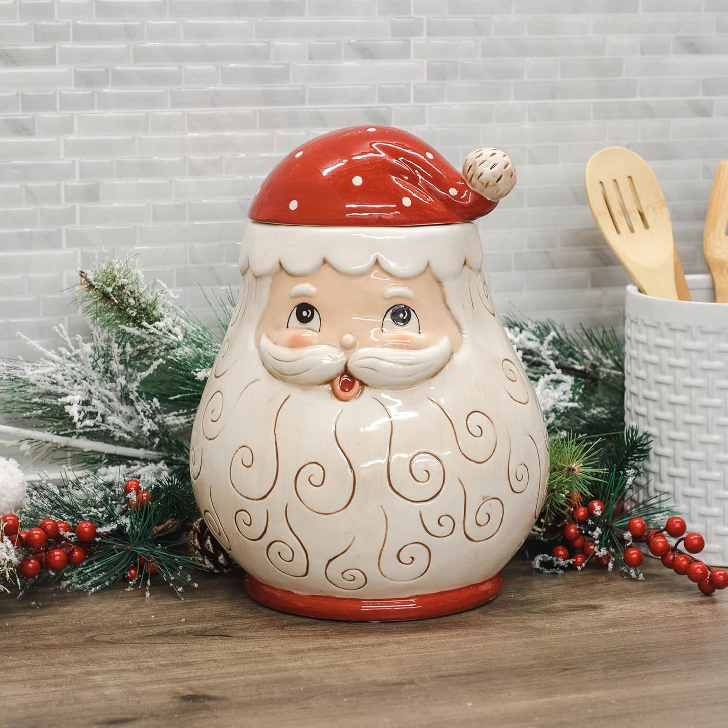 Transpac Johanna Parker Jolly Santa Cookie Jar
