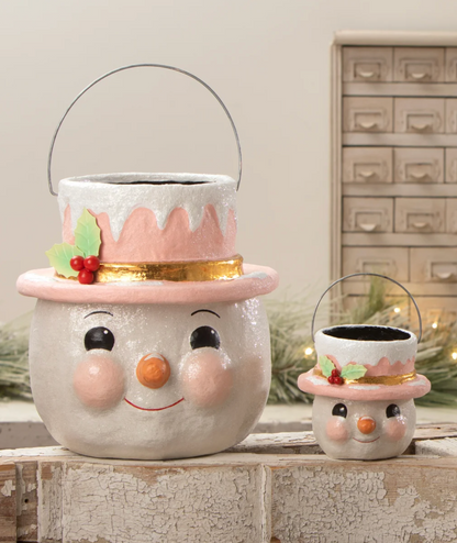 Pastel Holly Hat Snowman - Large