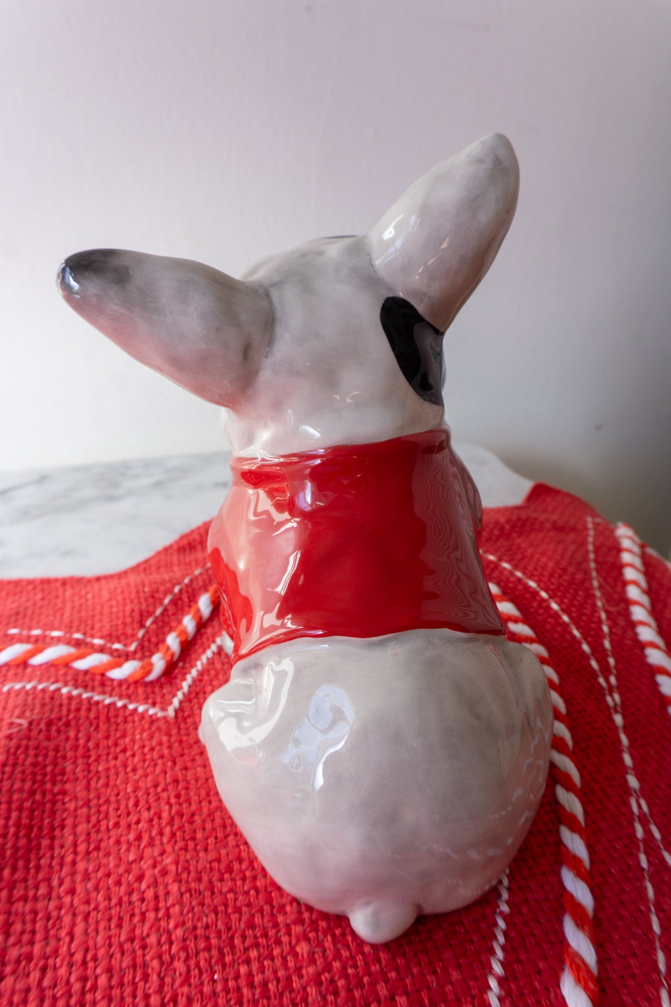 Valentine's Day French Bull Dog Ceramic Figurine