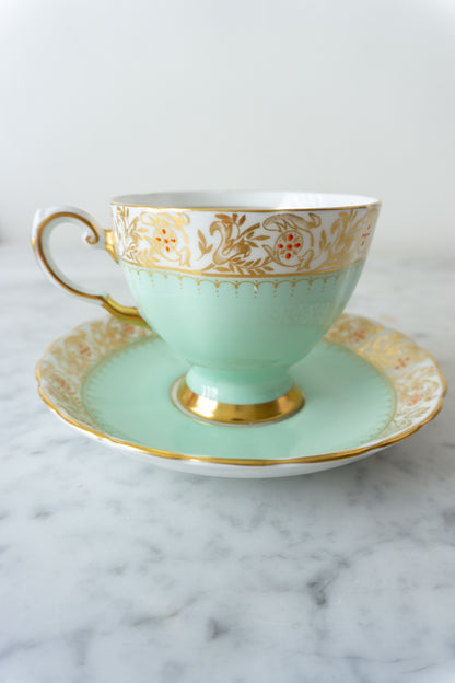 Mint Green Tuscan Fine Bone China Teacup and Saucer