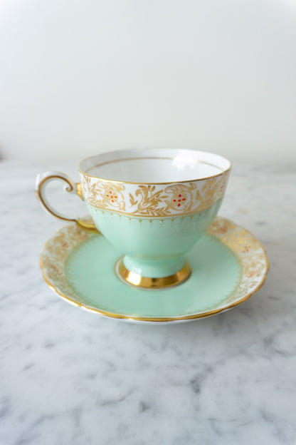 Mint Green Tuscan Fine Bone China Teacup and Saucer