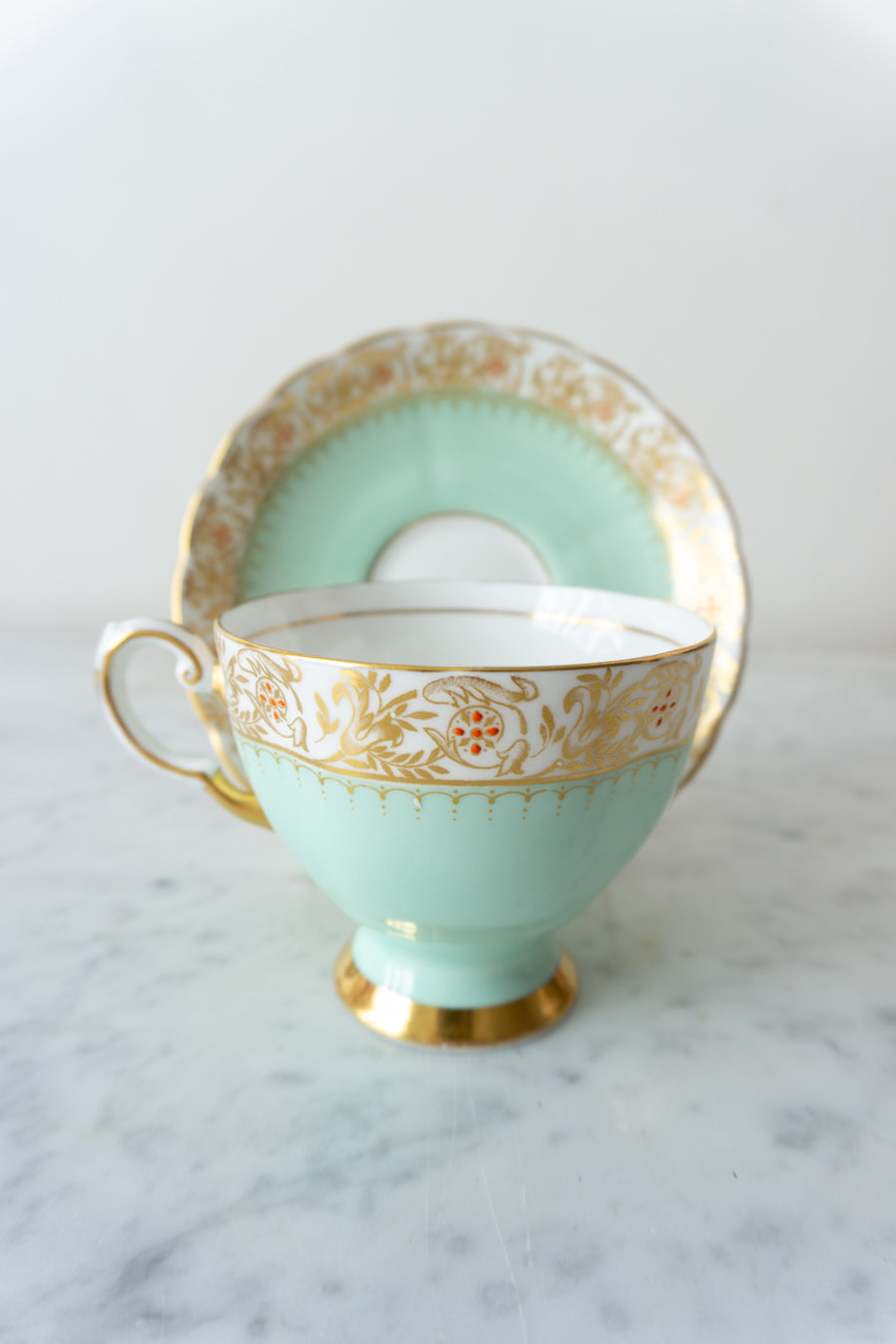 Mint Green Tuscan Fine Bone China Teacup and Saucer
