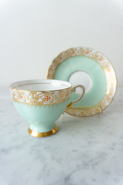 Mint Green Tuscan Fine Bone China Teacup and Saucer