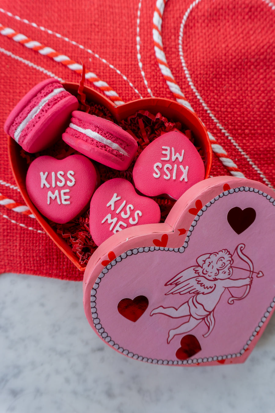 Valentines Day Heart Macaron Box Decor