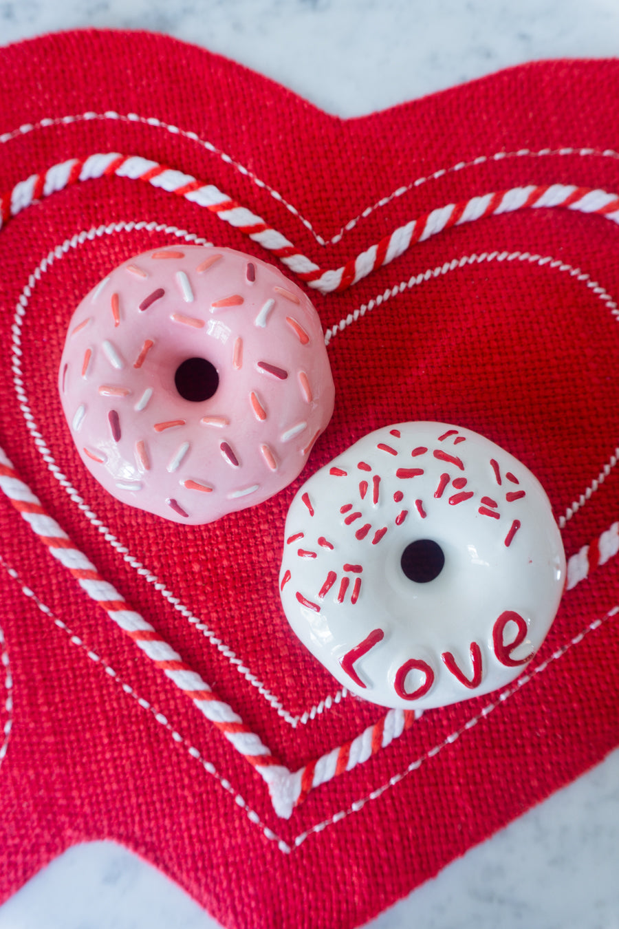 Valentines Day Ceramic Donut Set