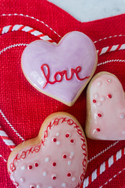 Valentines Day Ceramic Heart Cookie Set