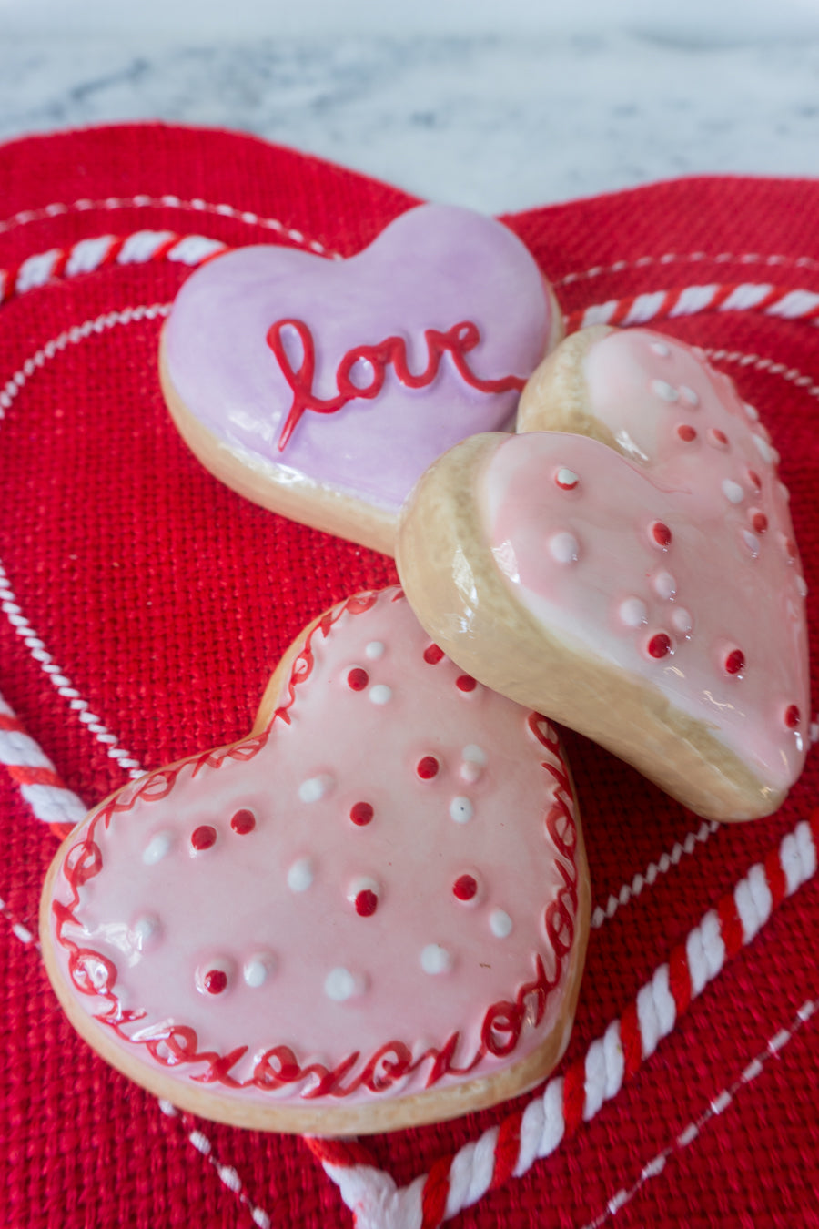 Valentines Day Ceramic Heart Cookie Set