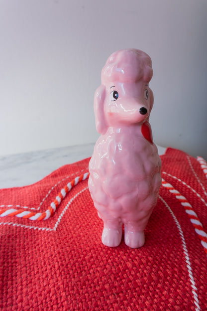 Valentine's Day Vintage Style Pink Poodle Ceramic Figurine