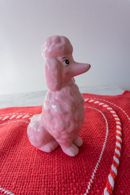 Valentine's Day Vintage Style Pink Poodle Ceramic Figurine