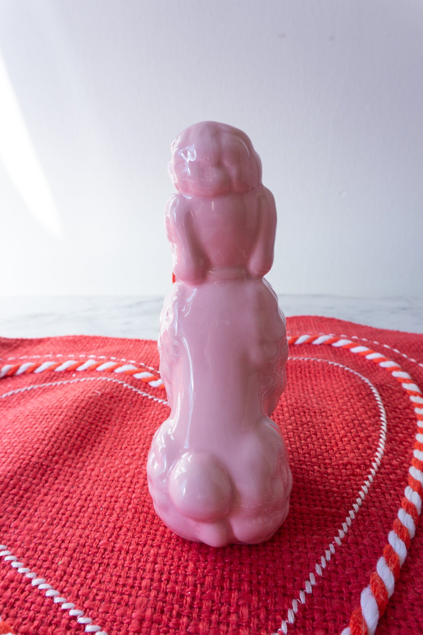 Valentine's Day Vintage Style Pink Poodle Ceramic Figurine