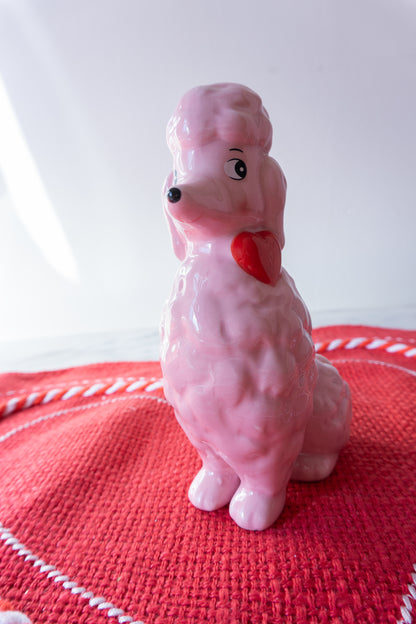 Valentine's Day Vintage Style Pink Poodle Ceramic Figurine