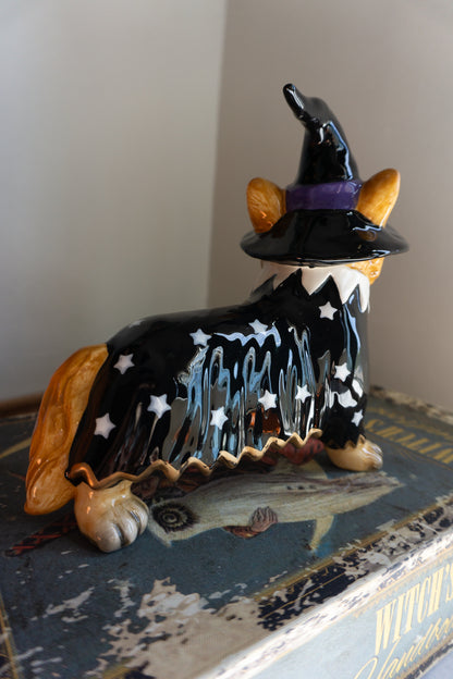 Blue Sky Corgi Wizard Witch Ceramic Dog