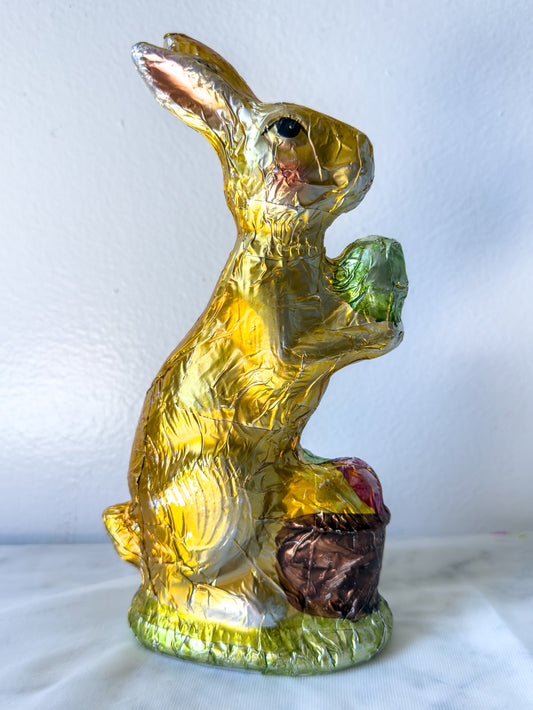 Faux Foil Gold Chocolate Bunny Rabbit Figurine