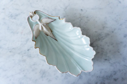 Mint Green Bavaria Porcelain Leaf-Shaped Dish