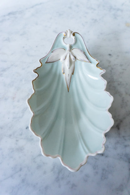 Mint Green Bavaria Porcelain Leaf-Shaped Dish