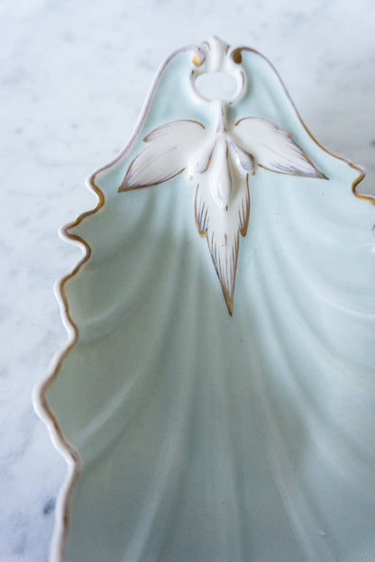 Mint Green Bavaria Porcelain Leaf-Shaped Dish