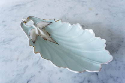 Mint Green Bavaria Porcelain Leaf-Shaped Dish