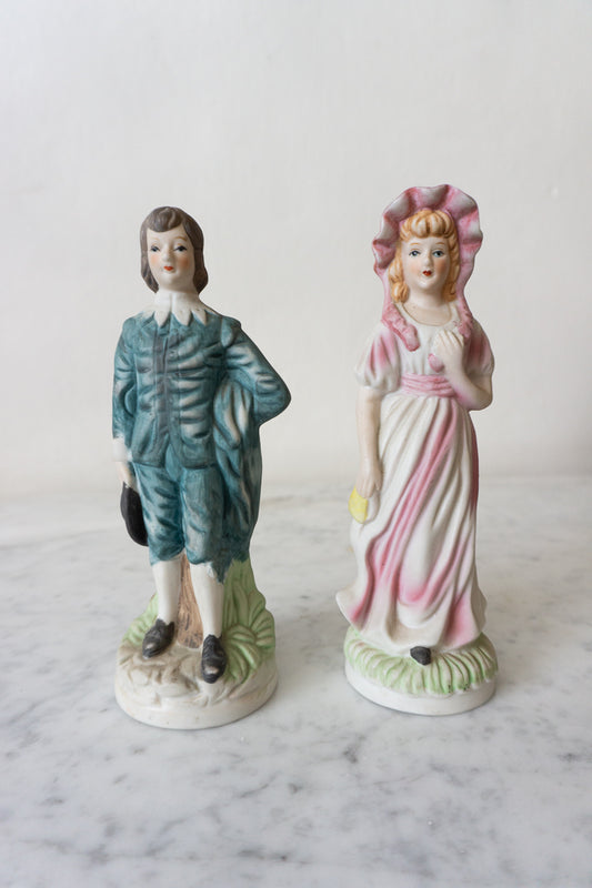 Pinkie and Blue Boy Hand-Painted Porcelain Figurines