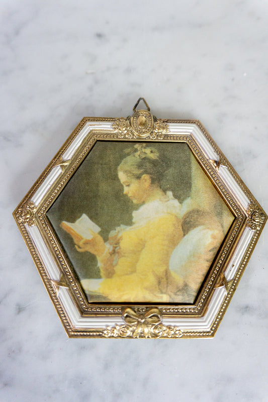 Framed Silk Print - "A Young Girl Reading"