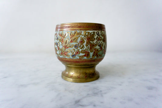 Vintage Hand-Painted Brass Cup, c.1968