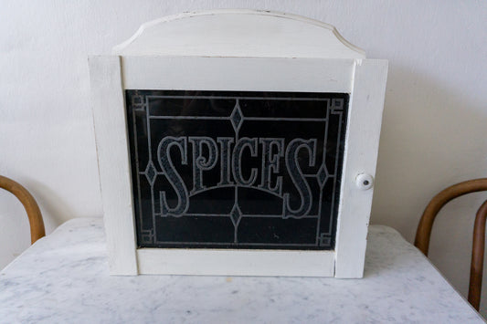 Vintage Cornwall Black Mosaic Glass Spice Cabinet 1978