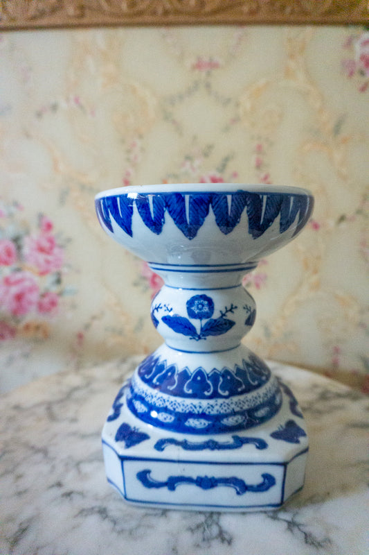 Blue and White Ceramic Candle Holder