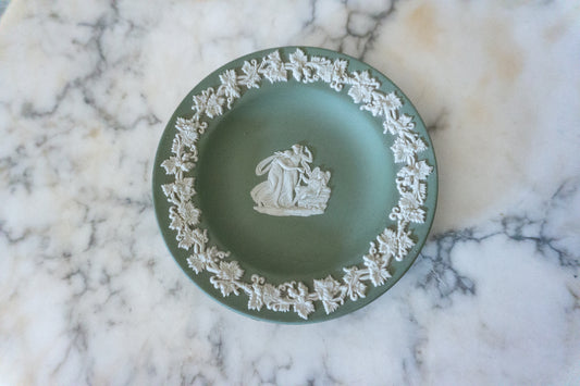 Vintage Wedgwood Jasperware Green Plate with Classical Figures