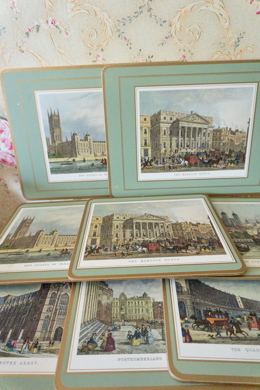 Set of Pimpernel placemats featuring 19th-century London scenes