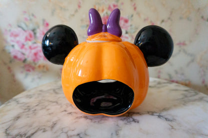 Back view of Minnie Mouse Pumpkin Tealight Holder